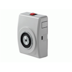Elettromagnete con controplacca e pulsante di sblocco per fissaggio a muro. Forza di ritenuta 400N.