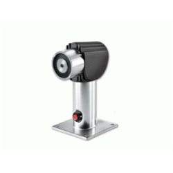 Elettromagnete per montaggio a pavimento o parete con staffa regolabile e pulsante di sblocco.Forza di tenuta di 400N.