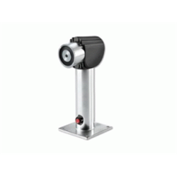 Elettromagnete per montaggio a pavimento o parete con staffa regolabile e pulsante di sblocco.
