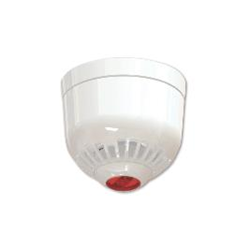 Sirena di allarme multitono da interno per montaggio a soffitto completa di lampeggiante. Protezione IP21. Colore bianco con lampeggiante rosso.CPR certified to EN54:3 and EN54:23