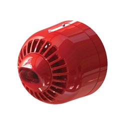 Sirena di allarme multitono da interno per montaggio a parete completa di lampeggiante. Protezione IP21. Colore rosso. EN54:3 and EN54:23 approved, CPR Certified