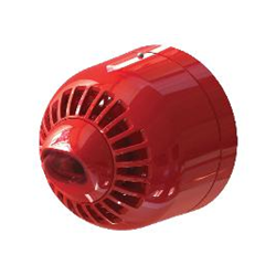 Sirena di allarme multitono da interno per montaggio a parete completa di lampeggiante. Protezione IP21. Colore rosso. EN54:3 and EN54:23 approved, CPR Certified