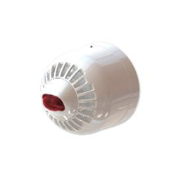 Sirena di allarme multitono da interno per montaggio a parete completa di lampeggiante. Protezione IP21. Colore bianco con lampeggiante rosso.EN54:3 and EN54:23 approved, CPR Certified