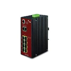 8-port 100/1000 SFP + 2-Ports 10/100/1000BaseT Managed Switch (-40~75°C) - Power 12-48V DC