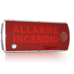 Pannello ottico acustico led ad alta luminosità completo di buzzer. Protezione IP42.EN54-3 EN54-23