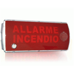 Pannello ottico acustico led ad alta luminosità completo di buzzer. Protezione IP42.EN54-3 EN54-23