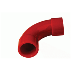 Curva di giunzione a 90° in ABS di colore rosso per tubazione diametro 27mm.