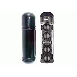 mini barriere con 4 doppie lenti 4TX + 4RX, portata massima in esterno 200 m, portata minima 100 m