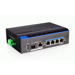 Switch industriale 4Porte Poe 120W 10/100m 1 porta UPLINK GigaEthernet 1Porta UPLINK Giga Fibra