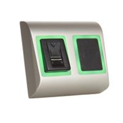 Lettore biometrico a strisciamento con lettore di prossimità Mifare. Stand alone. Installazione a vista. 100 impronte. Colore Argento