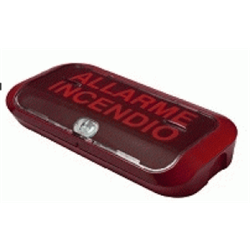 Targa ottico-acustica EN54-23 e EN54-3, led sincronizzato, ingresso per secondo tono/ basso assorbimento LC mode, c/retroillumin.- corpo rosso