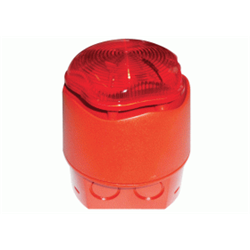 Flashtone sirena c/lampeggiante 12/24V - Base bassa rossa +flash rosso- IP43