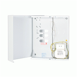 Contenitore metallico per INTEGRA 64 Plus, INTEGRA 128 Plus, INTEGRA 256 Plus e Moduli di espansione; Trasformatore 75 VA, predisposto per batteria 17 Ah