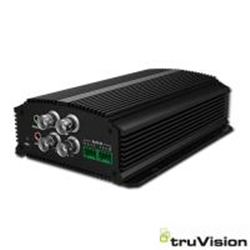 TruVision IP Encoder, 4 CH, H.265/H.264, Compact, 5MP (Max) HD-TVI, 960H, Audio, Alarm, RS-485, PoE (803.AF), 12VDC