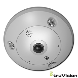 Telecamera Dome da esterno TruVision™ 360 gradi IP, 12 MPX, PAL, WDR, 1.29mm fisheye lens, True D/N, 15m IR, 2 way audio (2 built-in mic & speaker), Alarm (alarm input and alarm output), SD/SDHC slot, IP67, IK10, PoE + (802.3-at) /12vdc, gray