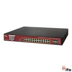 Enterprise-class 24-port PoE+ Gigabit Switch with 10G uplink and touchscreen