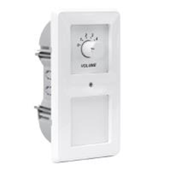 Regolatore di volume ad incasso per una linea 100V, carico massimo 40W, completo di relè di sicurezza a 24Vdc. Idoneo per sistemi di evacuazione vocali