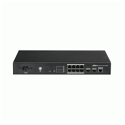Switch Layer 2 managed con 10 porte Ethernet (8 Gigabit PoE <150 W + 2 SFP), capacità switching 20 Gbps