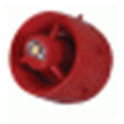 Sirena da 100dB e lampeggiante ottico W-2,75-9 o W-4-4 VAD, con isolatore per loop Cast in policarbonato rosso.
