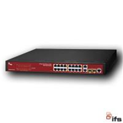 Economy 16-port Fast Ethernet Websmart Switch with 802.3at PoE+ and 2-port Gigabit TP SFP combo ports (240W PoE Budget)