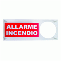 scritta "ALLARME INCENDIO" con foro