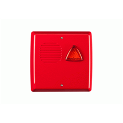 Sirena autoalimentata da esterno a 24 Vcc con lampeggiante a LED. Coperchio in ABS V0 di colore rosso brillante, calotta per lampeggiante arancio. Omologata EN 54-3.