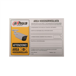 Cartello Dahua AREA VIDEOSORVEGLIATA 40x30cm
