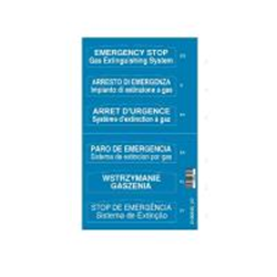 Set di etichette per avvisatore manuale blu 240345 lingua Inglese, Francese, Italiana, Polacca, Portoghese e Spagnola