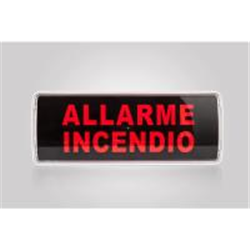 Pannello ottico acustico a led ad alta luminosità completo di buzzer, modalità tono Allarme e Pre-allarme, toni conformi alla UNI11744, 90dBA@1mt. Protezione IP41C. EN54-3 CPR