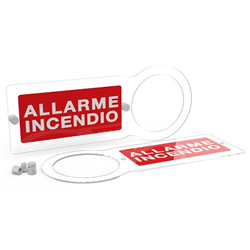 Cartello da parete in plexiglass per sirena/lampeggiante allarme incendio. Serigrafia  “ALLARME INCENDIO”, confezione 6 pezzi
