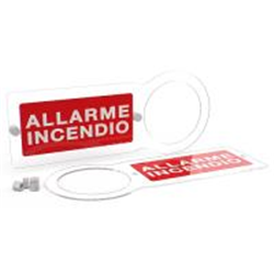 Cartello da parete in plexiglass per sirena/lampeggiante allarme incendio. Serigrafia  “ALLARME INCENDIO”, confezione 6 pezzi