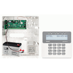 Kit composto da centrale PERFECTA 64 zone ibrida, box Opu4-P, trasf TR40VA e tastiera PRF-LCD