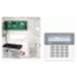 Kit composto da centrale PERFECTA 64 zone ibrida, box Opu4-P, trasf TR40VA e tastiera PRF-LCD
