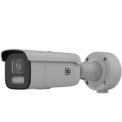 Telecamera TruVision 4MP, FULL COLOR IP Ottica motorizzata varifocale 2,8mm/12mm, Bullet, Luce Bianca 60M, Colore Grigio