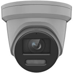 Telecamera TruVision 8MP/4K, FULL COLOR IP Ottica fissa 2,8mm, Turret, Luce Bianca 30M, Microfono e altoparlante incorporati, Luce strobo di allarme incorporata, Colore Grigio